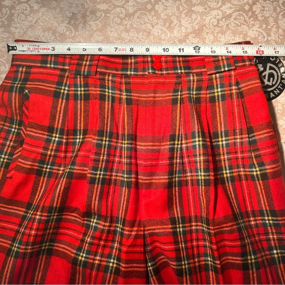 Giorgio Sant’Angelo~ new ~ Red Plaid Wool High Waist Wide Leg Shorts size 10-12* - Picture 12 of 15